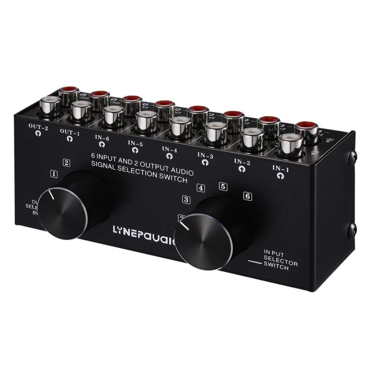 B026 6 Input 2 Output Or 2 Input 6 Output Audio Signal Source Selection Switcher RCA Port