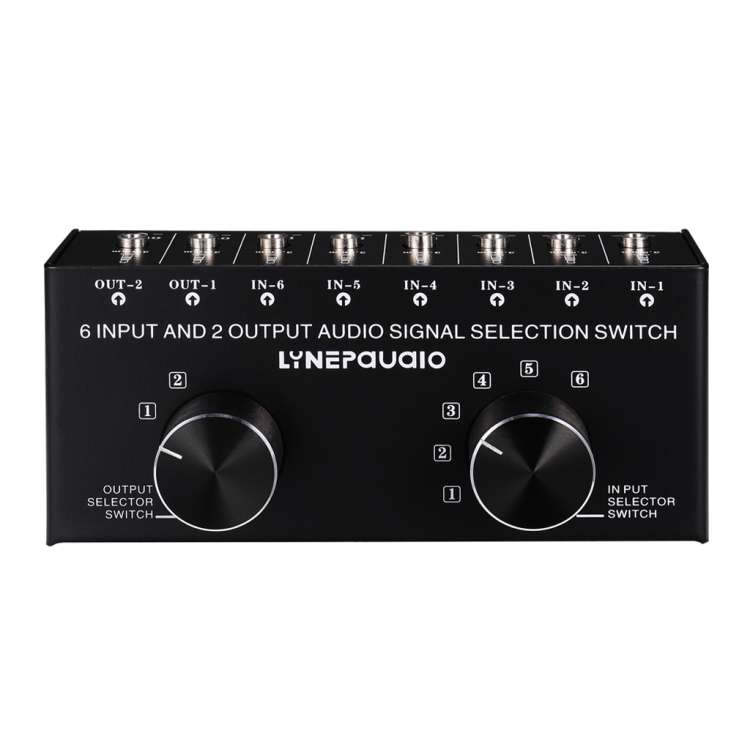 B027 6 input 2 output or 2 input 6 output audio signal source selection switcher 3.5mm interface