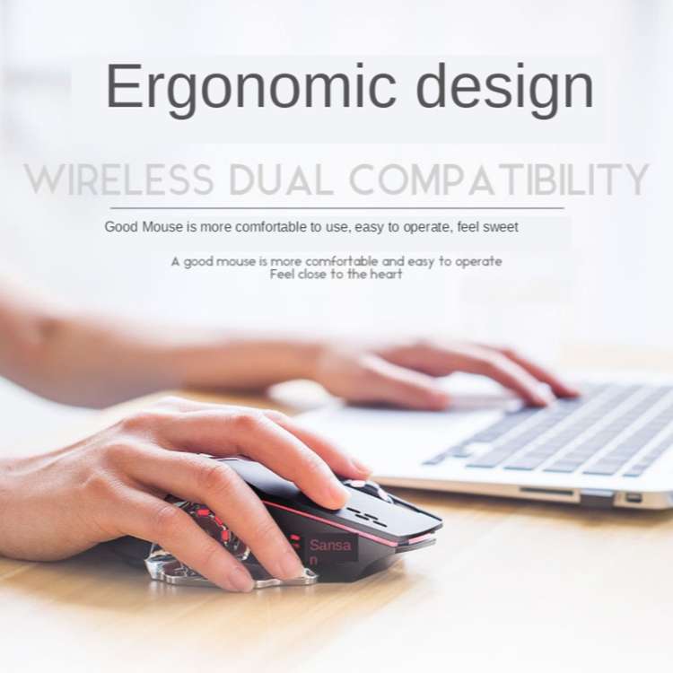 FREEDOM-WOLF X8 2400 DPI 6 Keys 2.4G Wireless Charging Silent Luminous Gaming Mechanical Mouse(Black