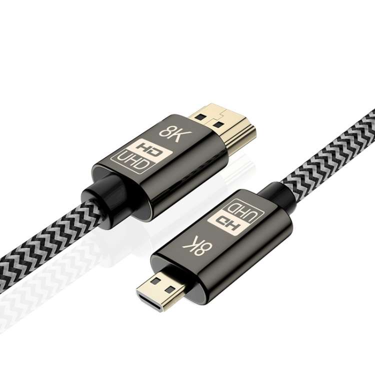 1m 8K UHD Micro HDMI to HDMI Nylon Braided Audio Video Cable