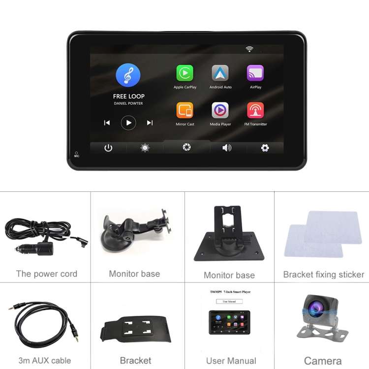 A3135 7 Inches HD Wired Smart Screen With Wireless CarPlay + Android Auto + Android With Camera