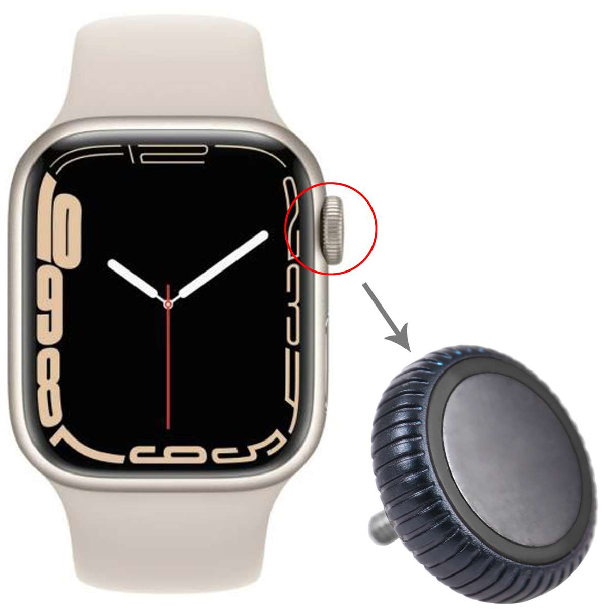 Watch Crown Nut Replacement For Apple Watch Series 7 (GPS) (Grey)