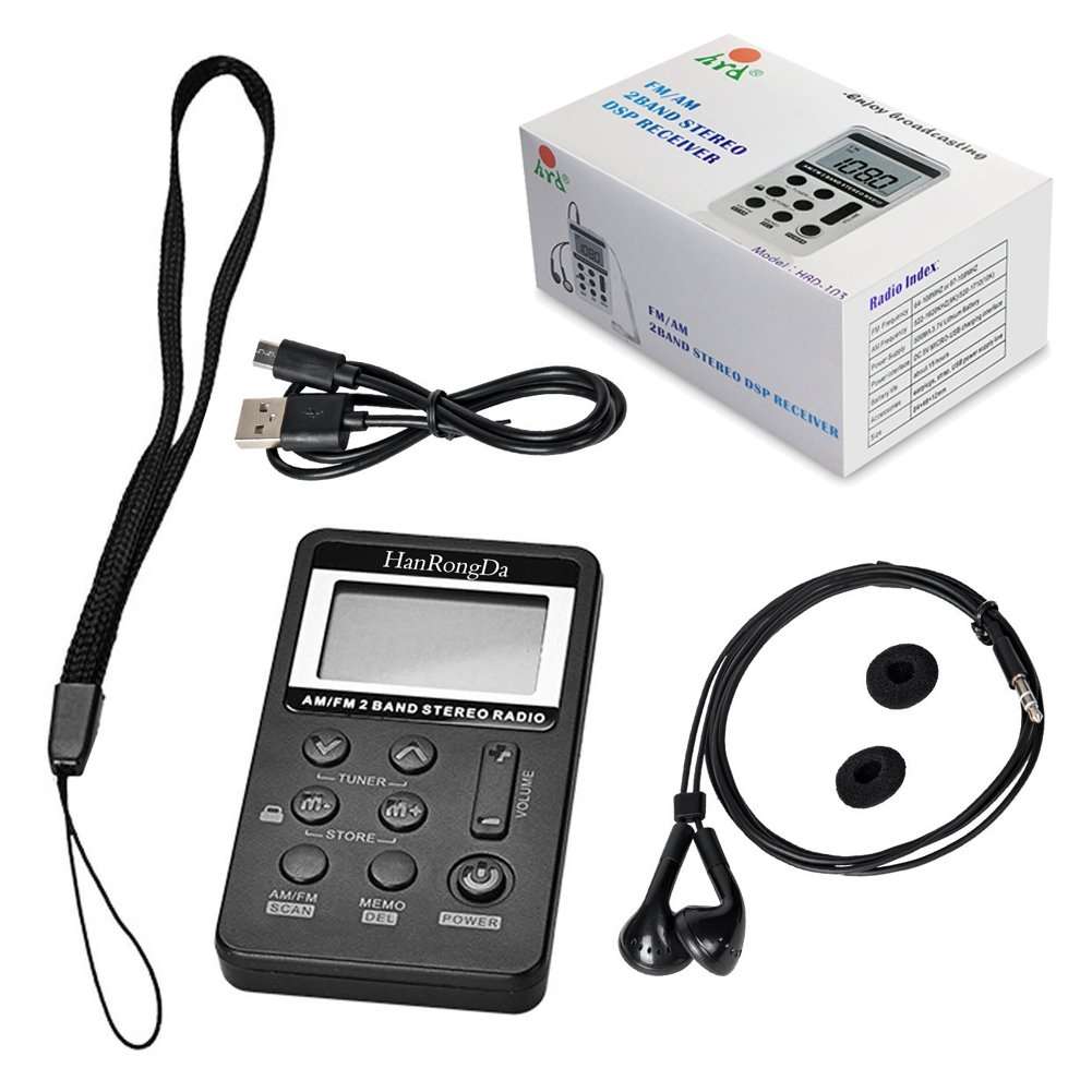 HRD-831 Portable FM Transmitter Receiver, Support TF Card (Black)