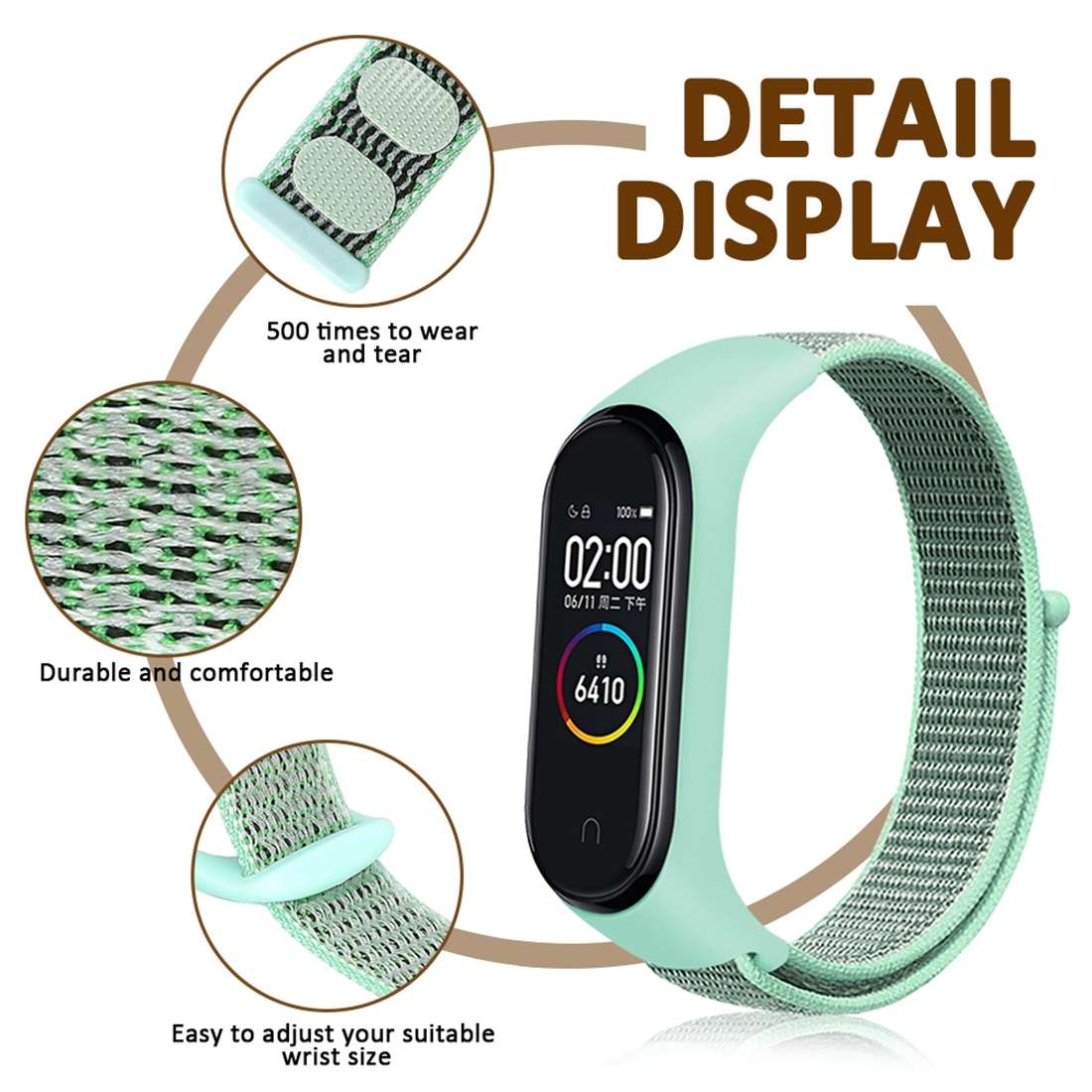 Smart Watch Nylon Woven Watch Band for Xiaomi Mi Band 3 / 4(Colour)