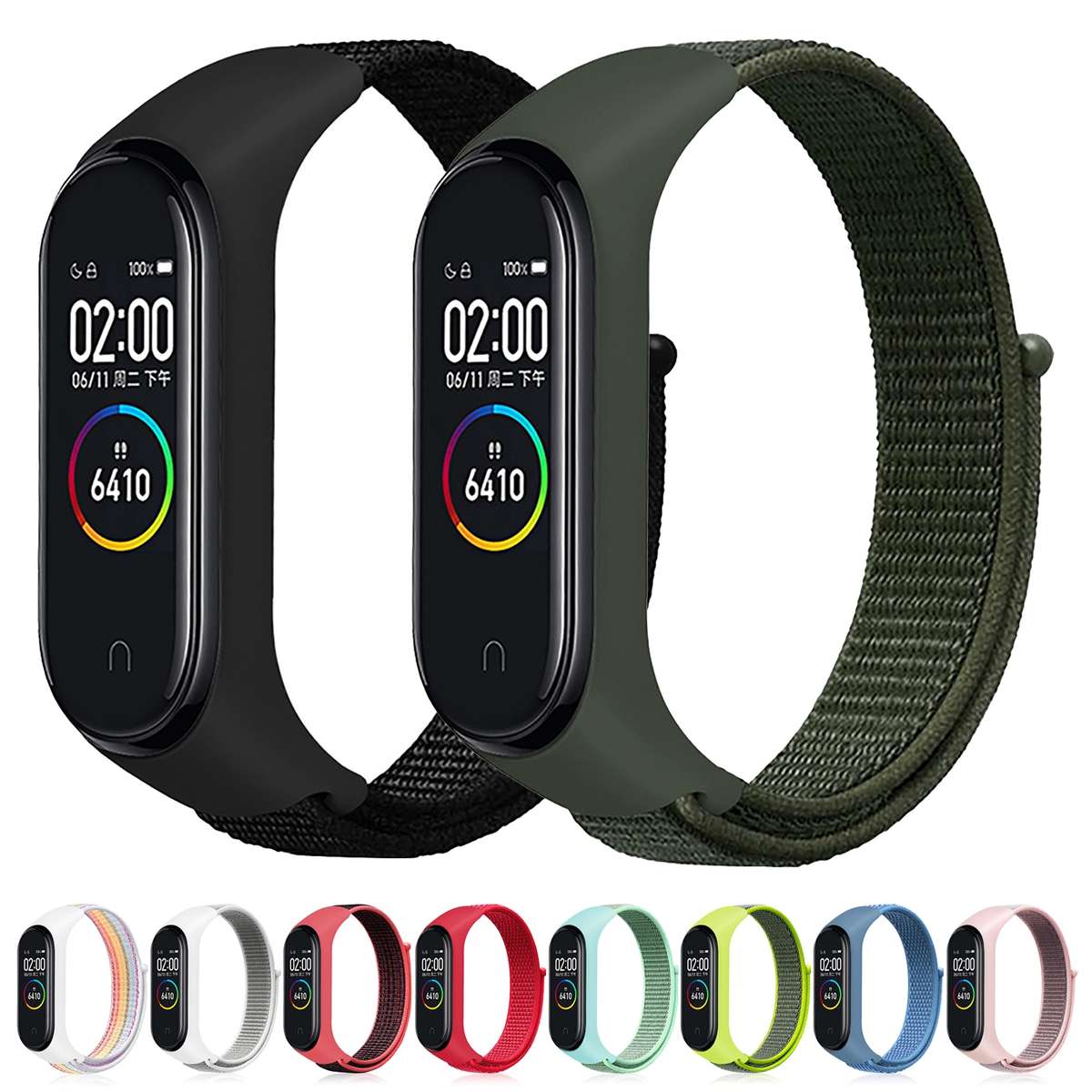 Smart Watch Nylon Woven Watch Band for Xiaomi Mi Band 3 / 4(Blue)