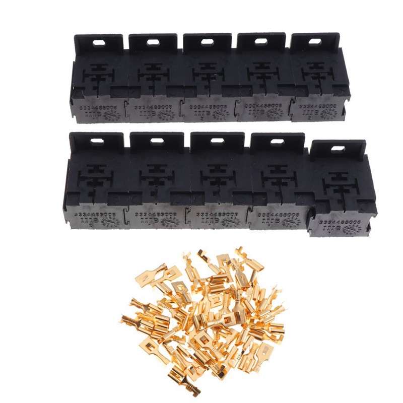 30A-80A Relay Base Holder 5-pin Socket with 50 Pieces Terminals