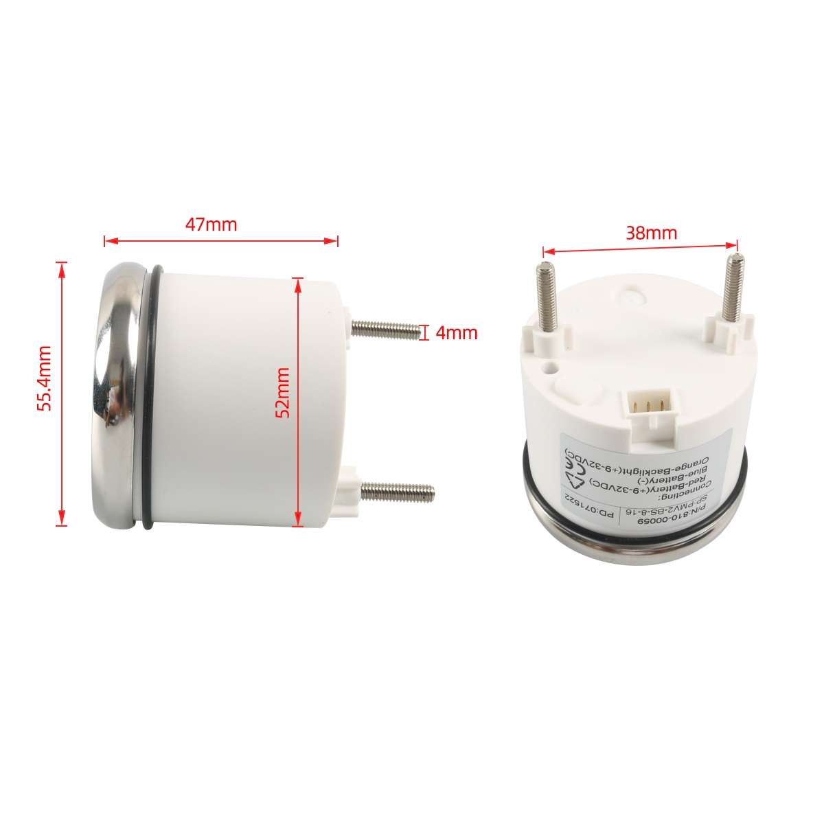 A7955 Yacht / RV 12V 52mm Voltmeter
