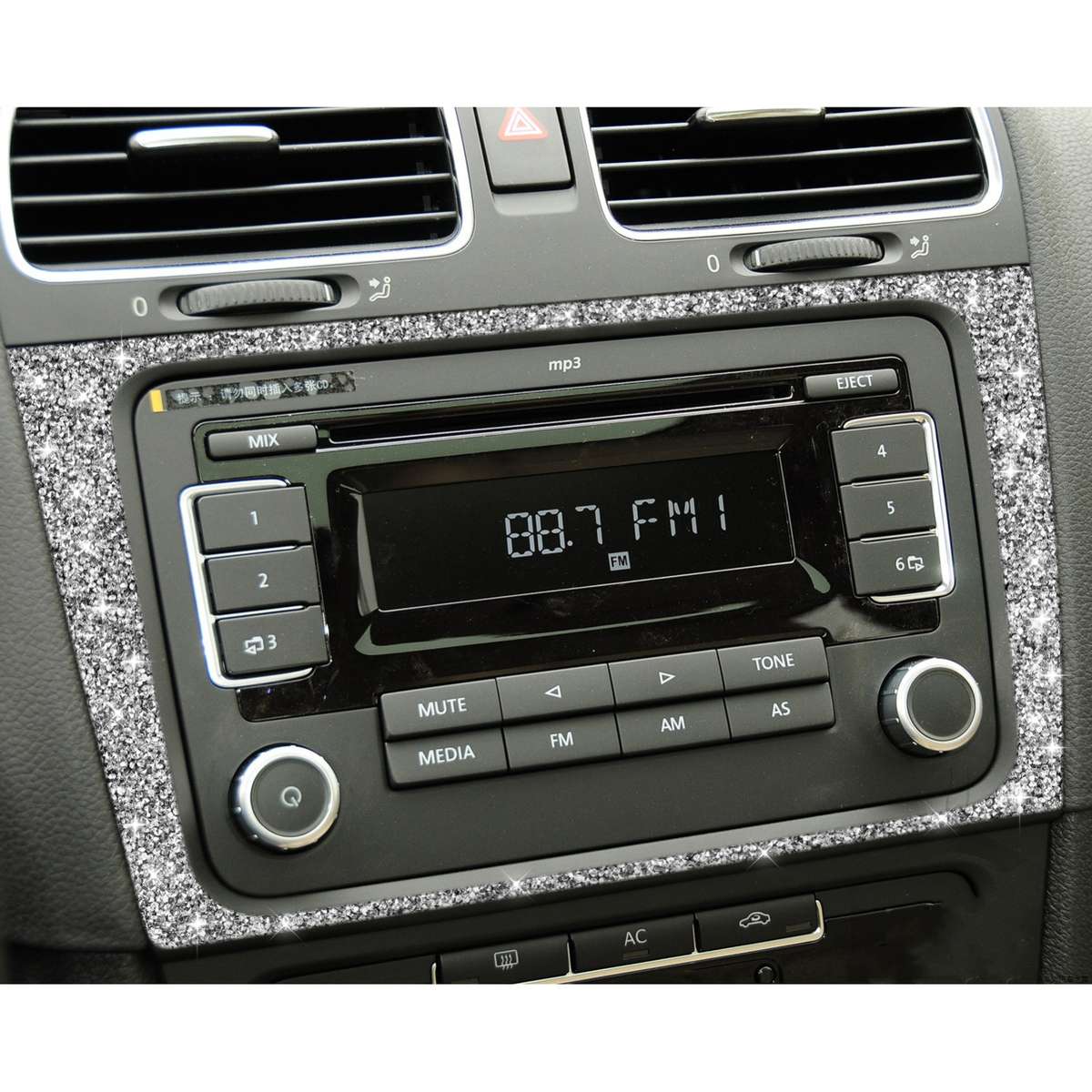 Car CD Panel Diamond Decoration Cover Sticker for Volkswagen Golf 6 2008-2012, Left and Right Drive