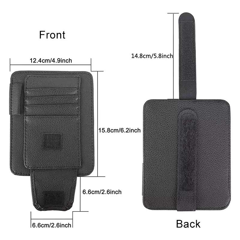 Multifunctional Car Litchi Pattern Glasses Holder Sun Visor Bill Holder (Beige)