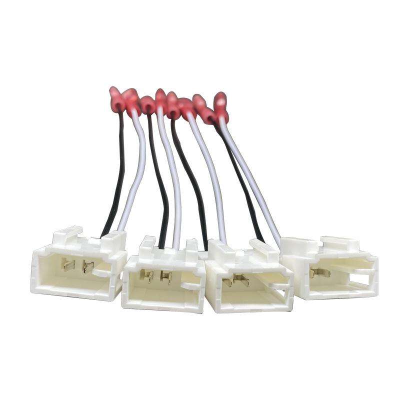 4pcs Car Audio Conversion Harness Connector Subwoofer Speaker Wiring Adapter for Toyot ... (White)