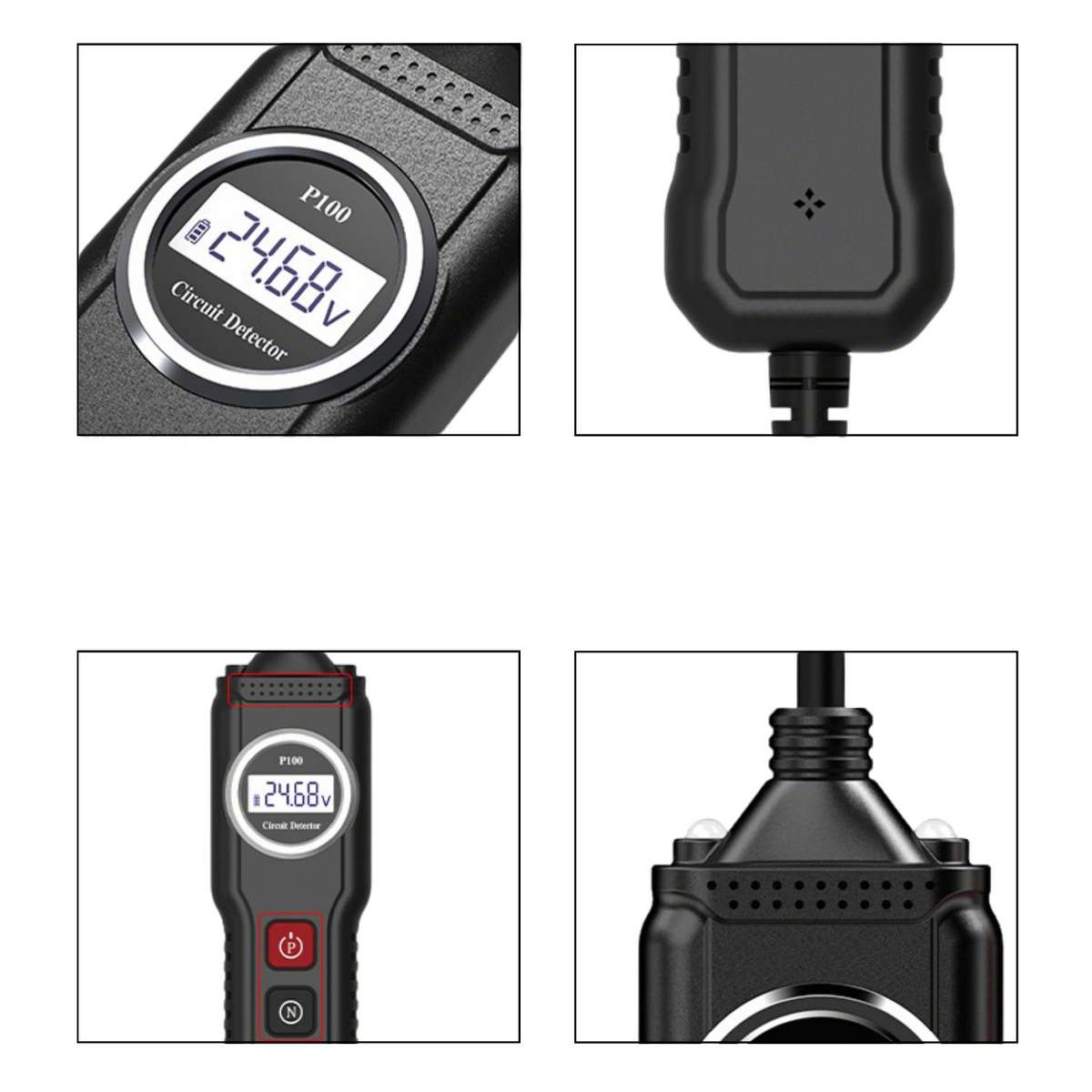 P100 5V-40V Electric Circuit Tester, Two Power Supply, Cable Length: 4m (Black)