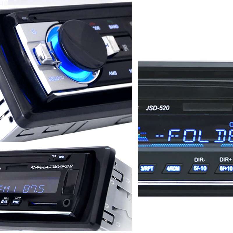 JSD-520 Car Stereo Radio MP3 Audio Player Support Bluetooth Hand-free Calling / FM / USB / SD, EU Pl
