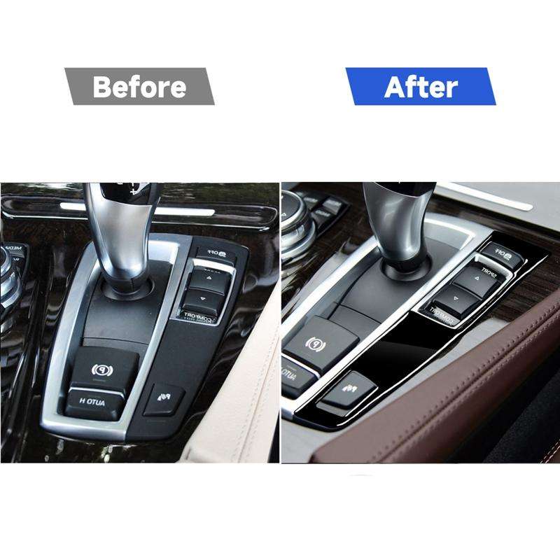 Car Right Drive Gear Panel Single Key Decorative Sticker for BMW Series 5 F10 2011-2017(Black)