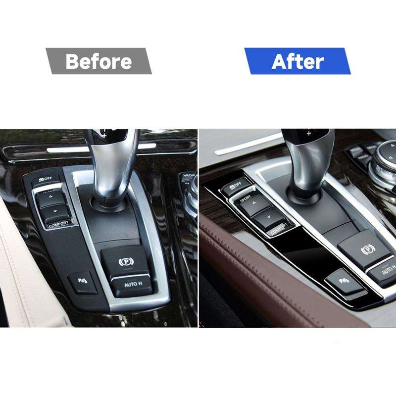 Car Left Drive Gear Panel Single Key Decorative Sticker for BMW Series 5 F10 2011-2017(Black)