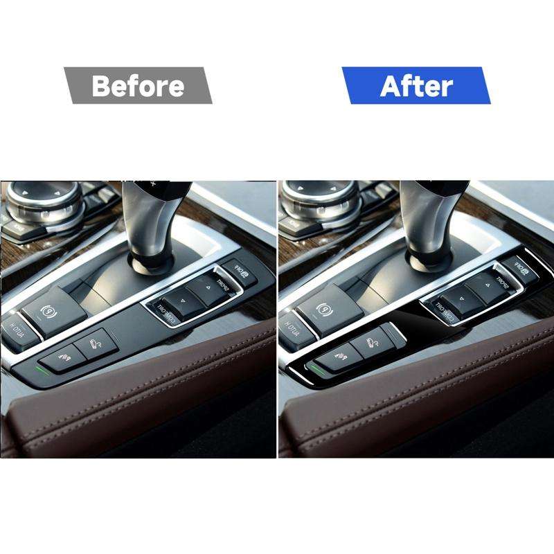 Car Right Drive Gear Panel Double Key Decorative Sticker for BMW Series 5 F10 2011-2017(Black)