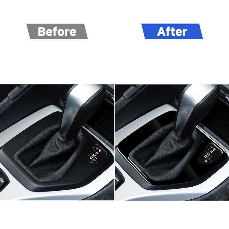Car Right Drive Gear Panel Decorative Sticker for BMW X1 E84 2011-2015(Black)