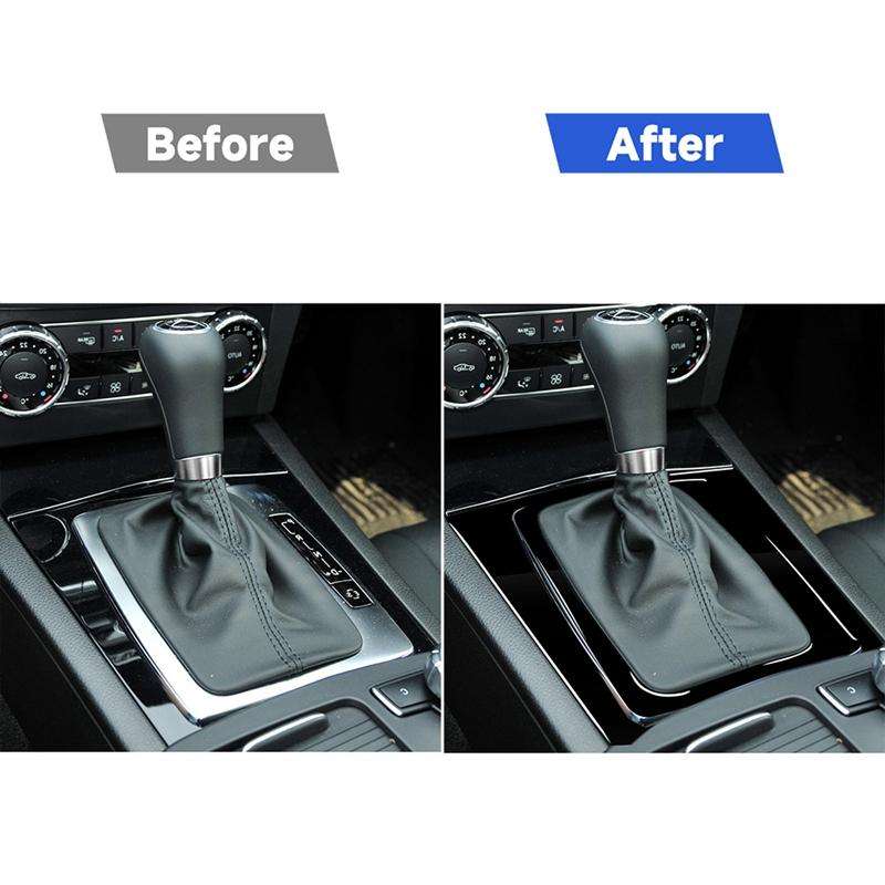 For Mercedes-Benz W204 C-class 2007-2013 Car Right Drive Gear Panel Decorative Sticker Set (Black)