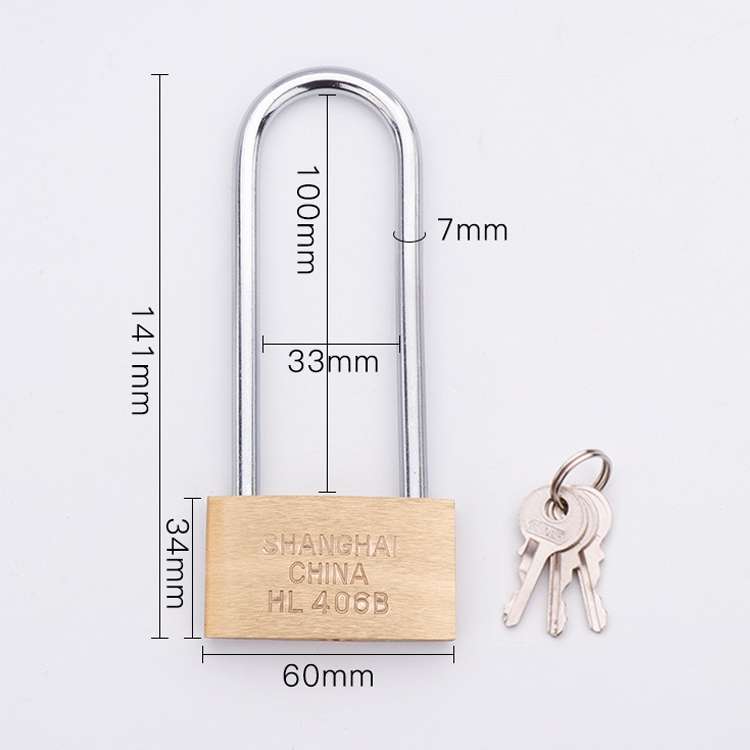 Copper Padlock Small Lock, Style: Long Lock Beam, 60mm Not Open
