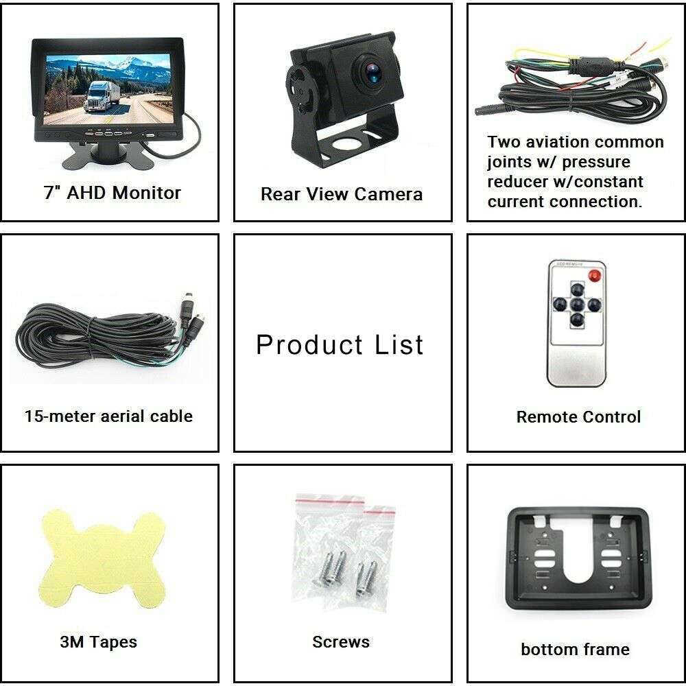 PZ612-AHD IP67 120 Degree Car AHD 1080P 2 Megapixels 7 inch 1-Way Rearview Mirror Monitor, Night Vis