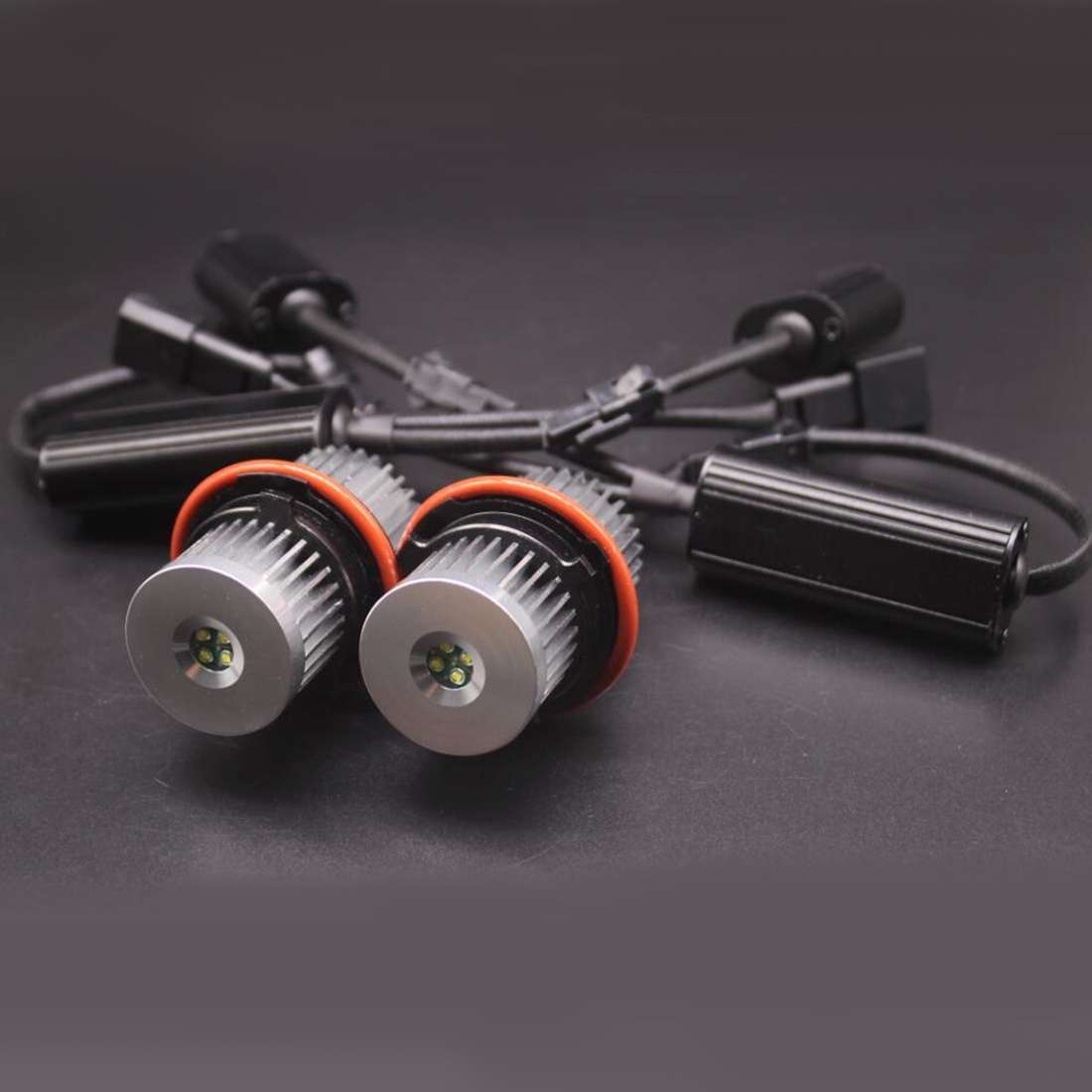2 PCS DC 12-24V 20W 1600LM 4-LED Angel Eyes Light Bulb for BMW E39/E53/E60/E61/E ... (White Light)