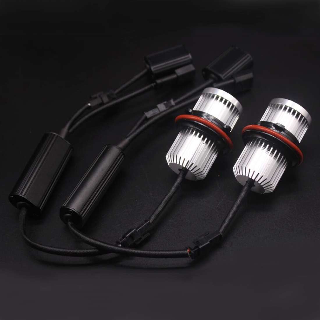 2 PCS DC 12-24V 20W 1600LM 4-LED Angel Eyes Light Bulb for BMW E39/E53/E60/E61/E ... (White Light)