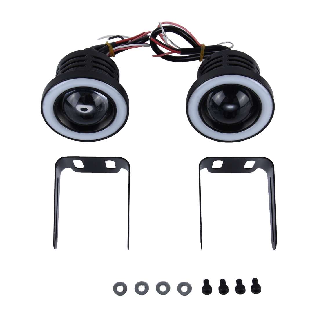 2 PCS 2.5 inch 10W 900 LM 6000K Car Fog Lights with Colorful Angle Eye Light, DC 12V(White Ligh