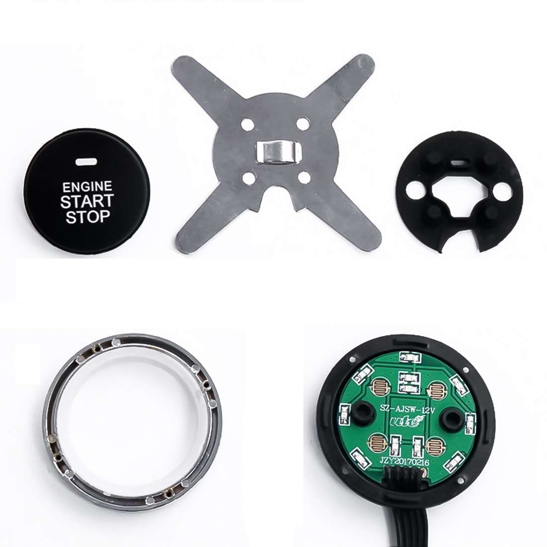 Smart Car Switch Car Engine Start Stop Switch Car Push Start Switch, with RFID Alarm System, Blue...