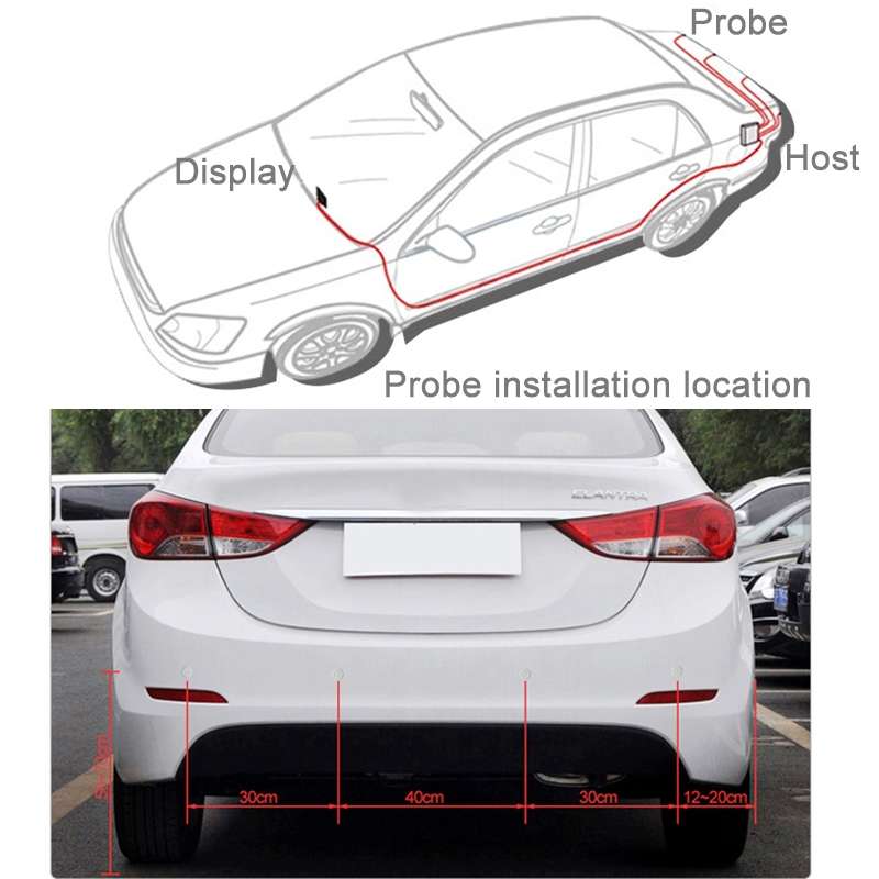 Car Voice Prompt Reverse Backup Radar System - Premium Quality 4 Parking Sensors Car Reverse Back...