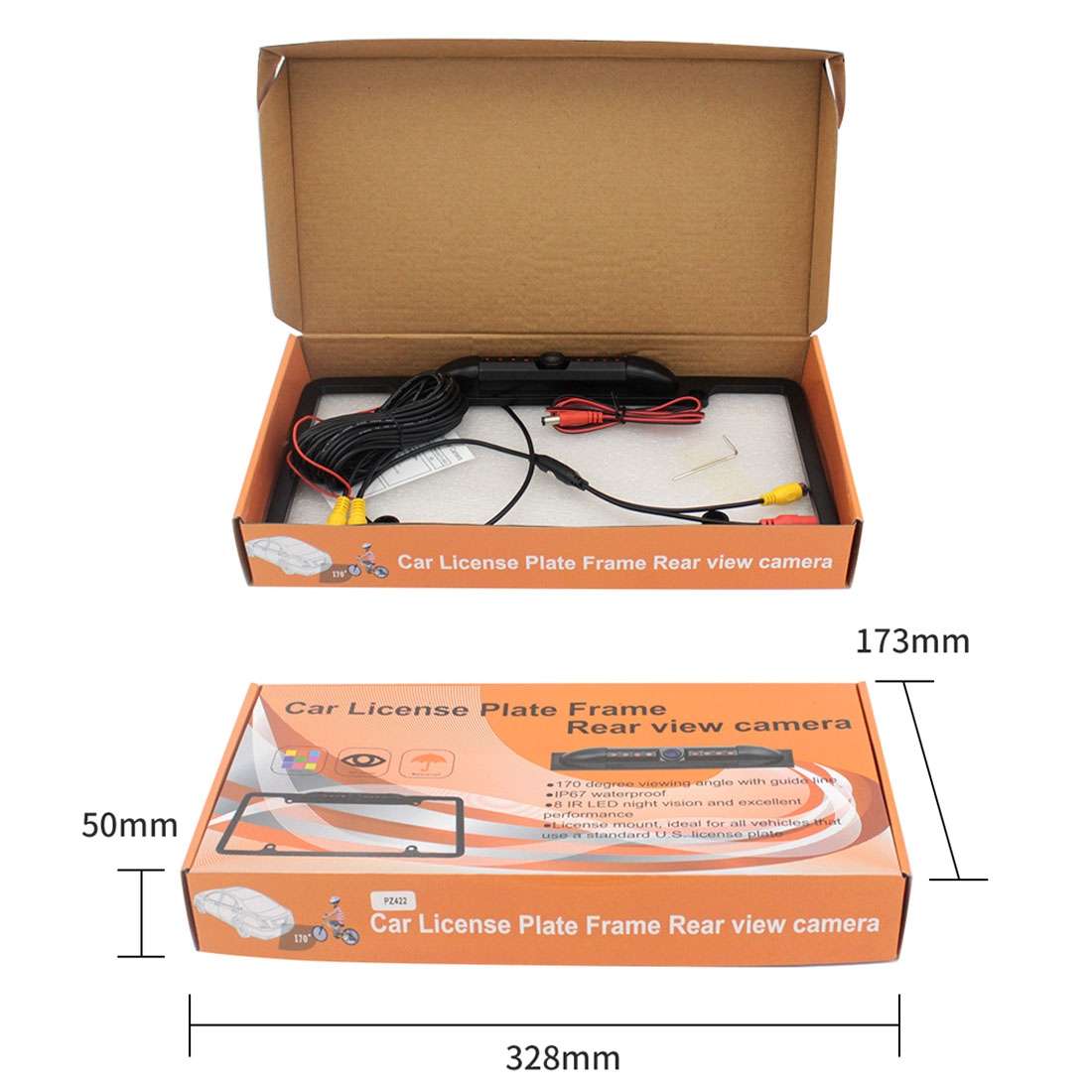 PZ422 America Car License Plate Frame 120 Degree Rear View Camera