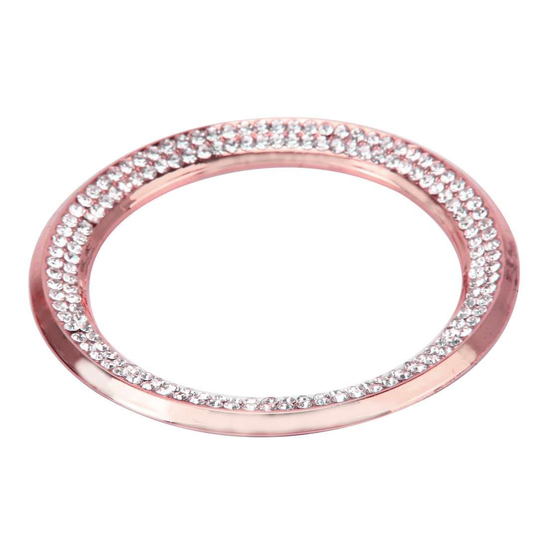 Car Aluminum Steering Wheel Decoration Ring with Diamonds For BMW(Rose Gold)