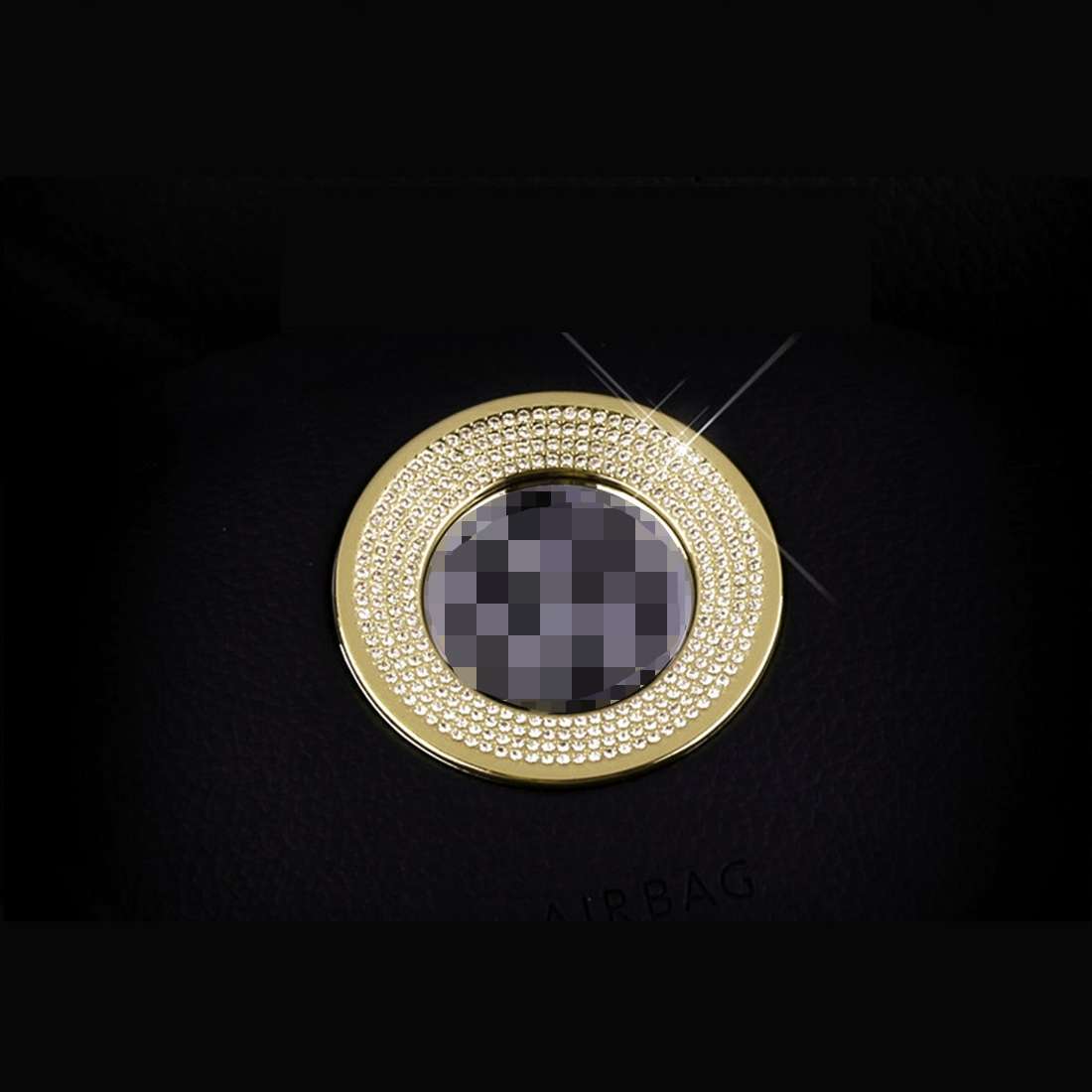 Car Aluminum Steering Wheel Decoration Ring with Diamonds For Volkswagen(Gold)