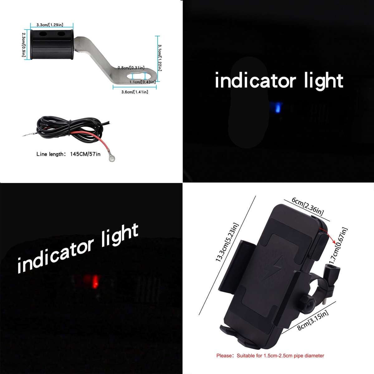 Motorcycle Phone Wireless Charger Holder Qi Fast Charging Bracket Holder