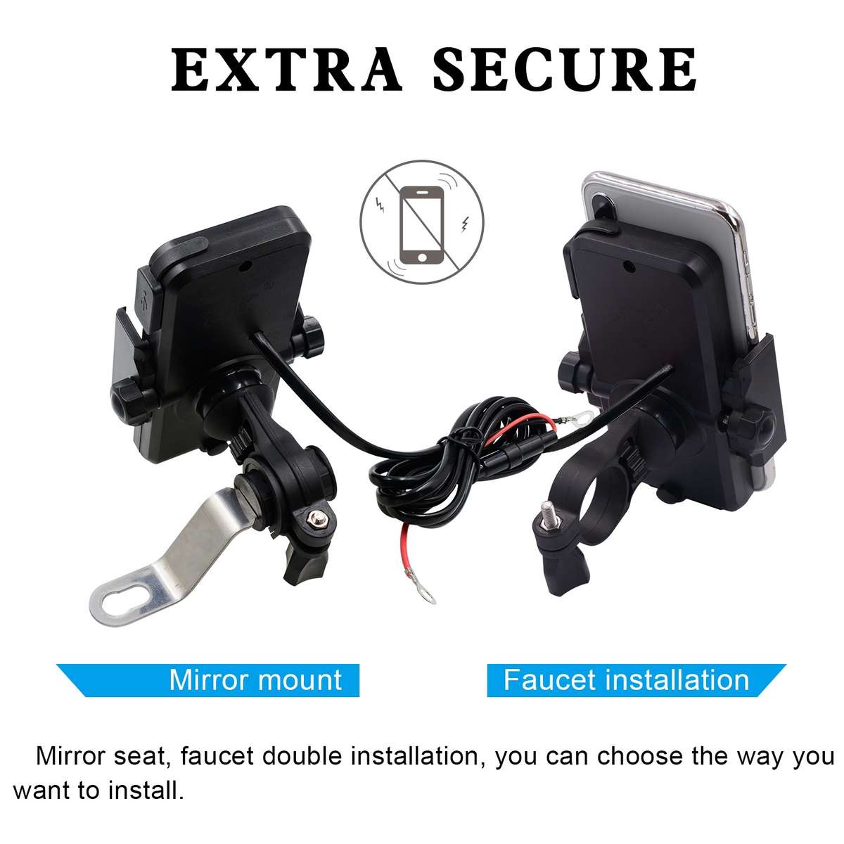 Motorcycle Phone Wireless Charger Holder Qi Fast Charging Bracket Holder