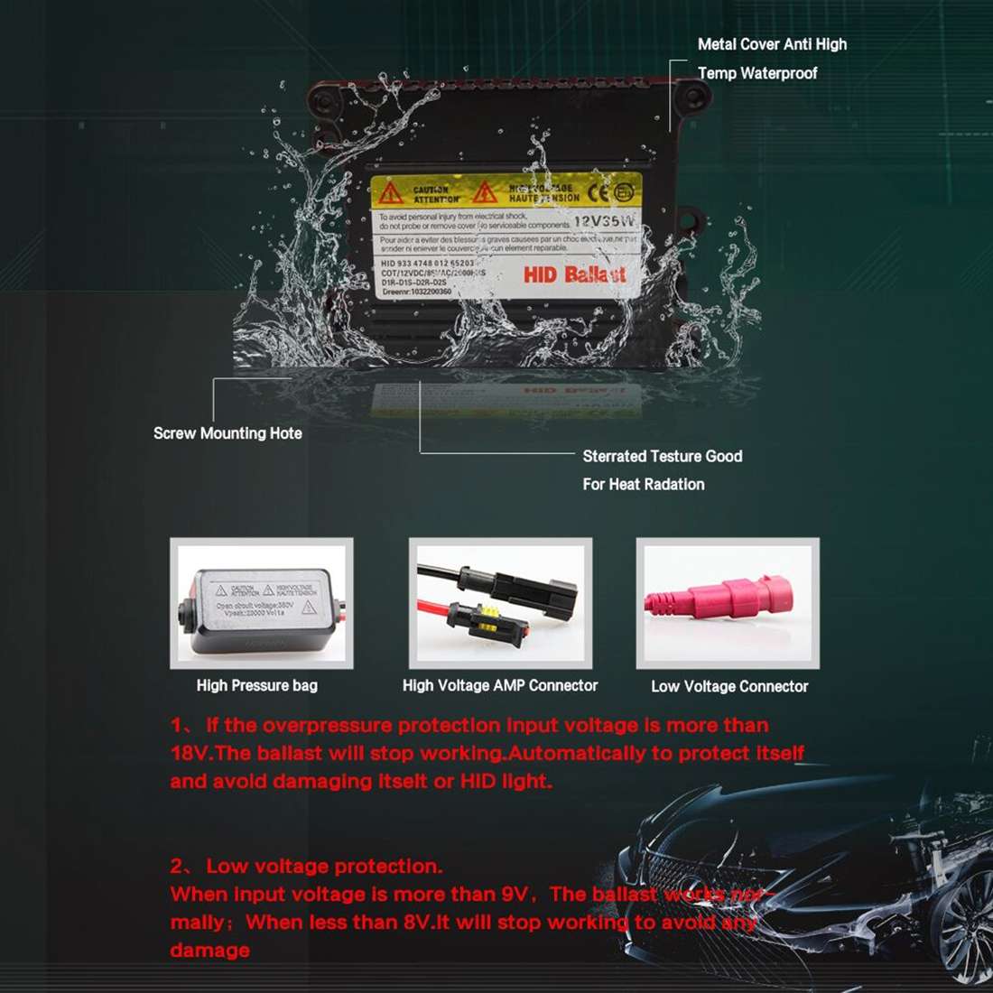 Car Auto Universal 35W DC12V Replacement Slim Quick Start HID Xenon Light Direct Current Ballast for