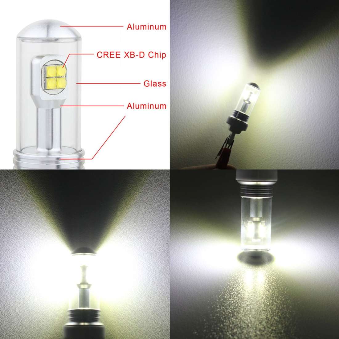 2 PCS 7440 40W 800 LM 6000K Car Turn Light Backup Light Brake Light with 8 Lamps ... (White Light)