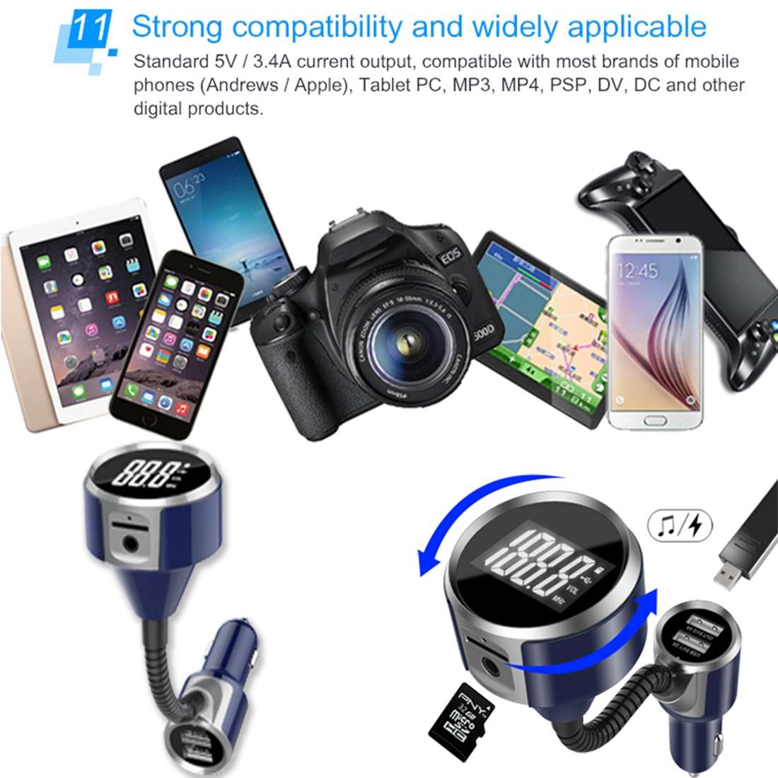 Wireless Bluetooth FM Transmitter Radio Adapter Car Charger