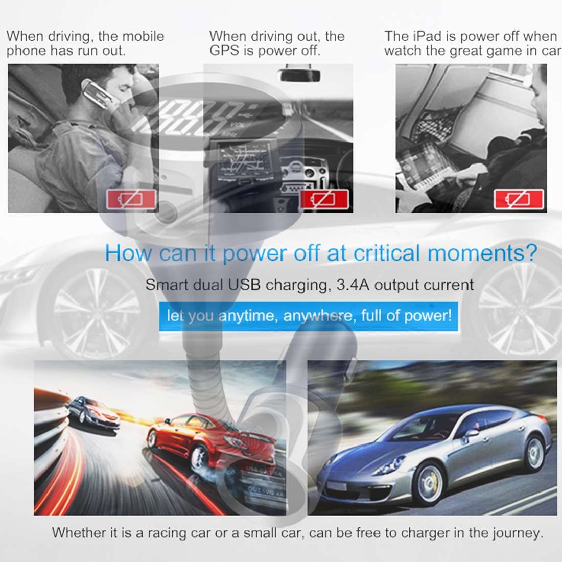 Wireless Bluetooth FM Transmitter Radio Adapter Car Charger
