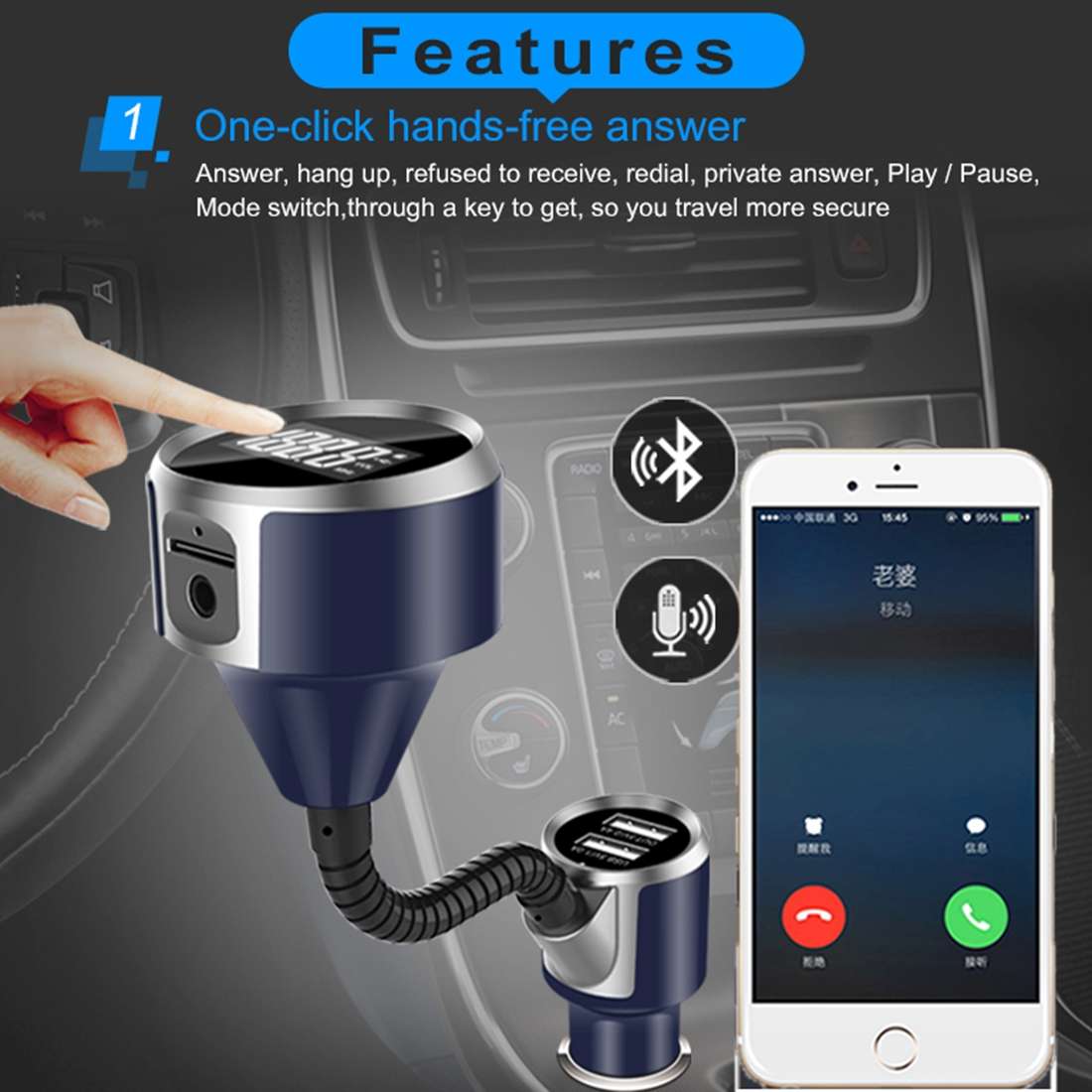 Wireless Bluetooth FM Transmitter Radio Adapter Car Charger