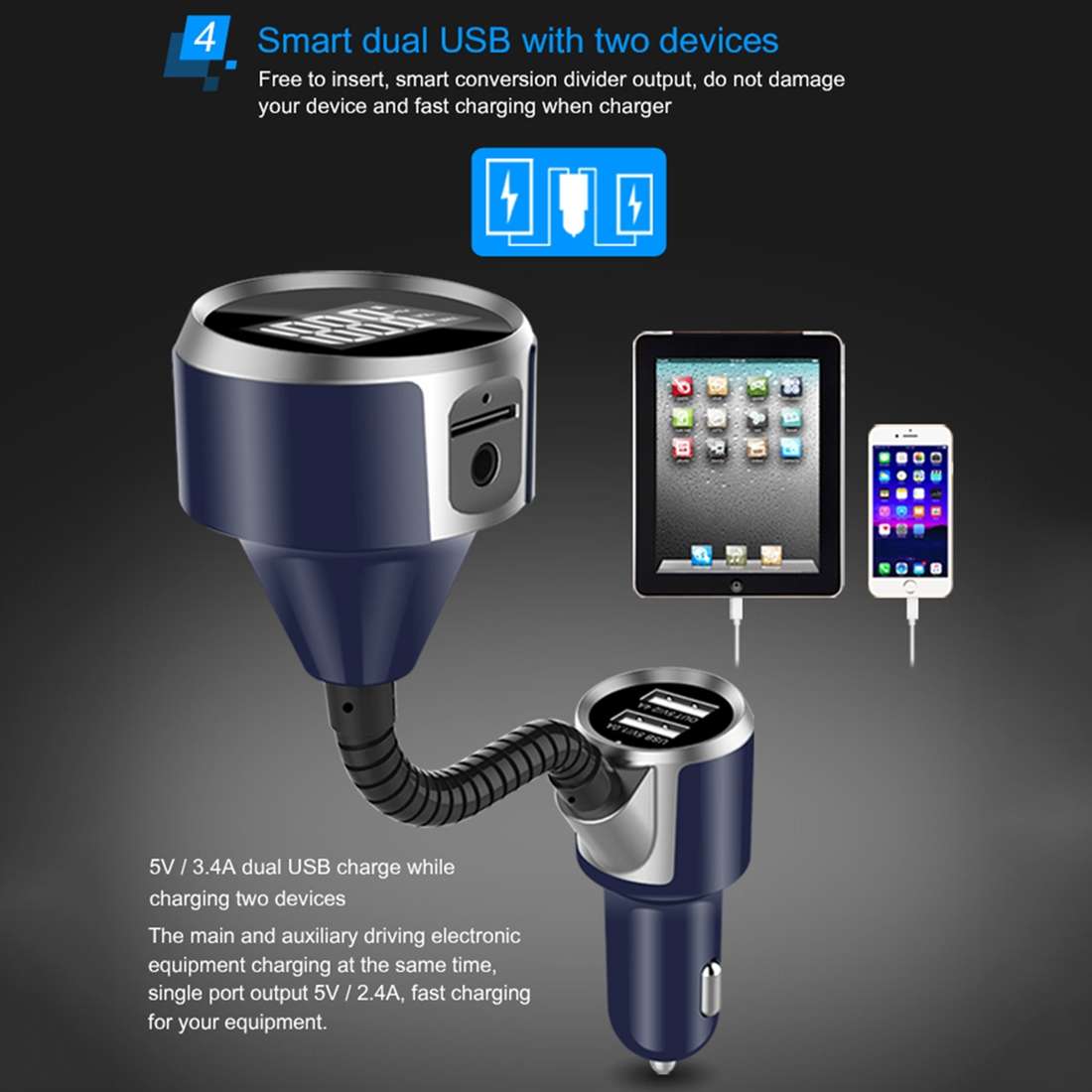 Wireless Bluetooth FM Transmitter Radio Adapter Car Charger