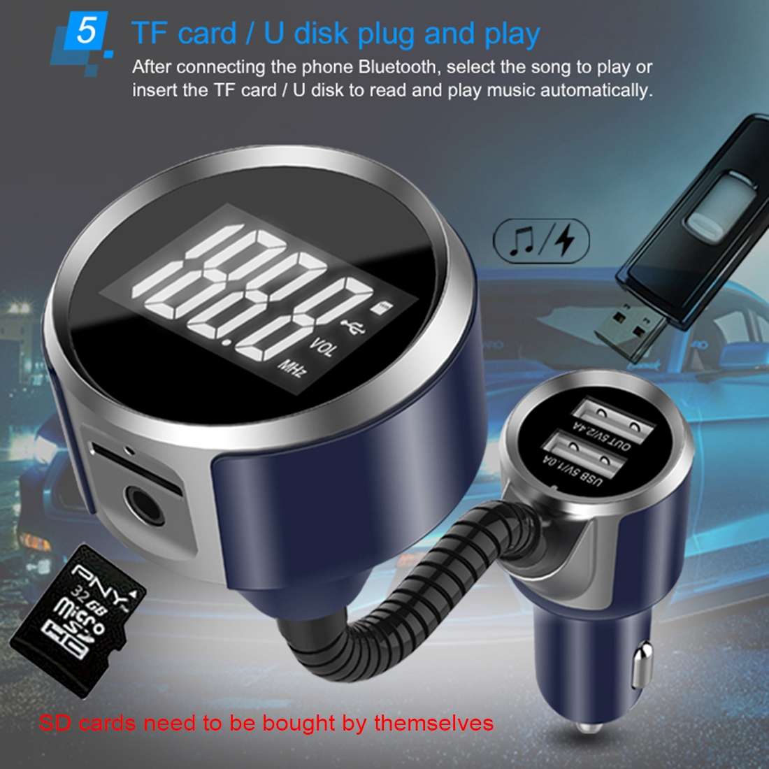 Wireless Bluetooth FM Transmitter Radio Adapter Car Charger