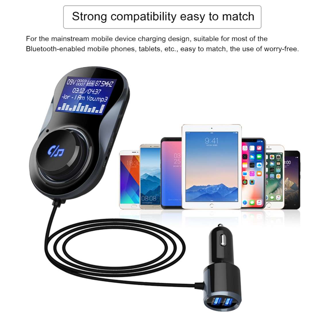 BC30 Wireless Bluetooth FM Transmitter Radio Adapter Car Charger