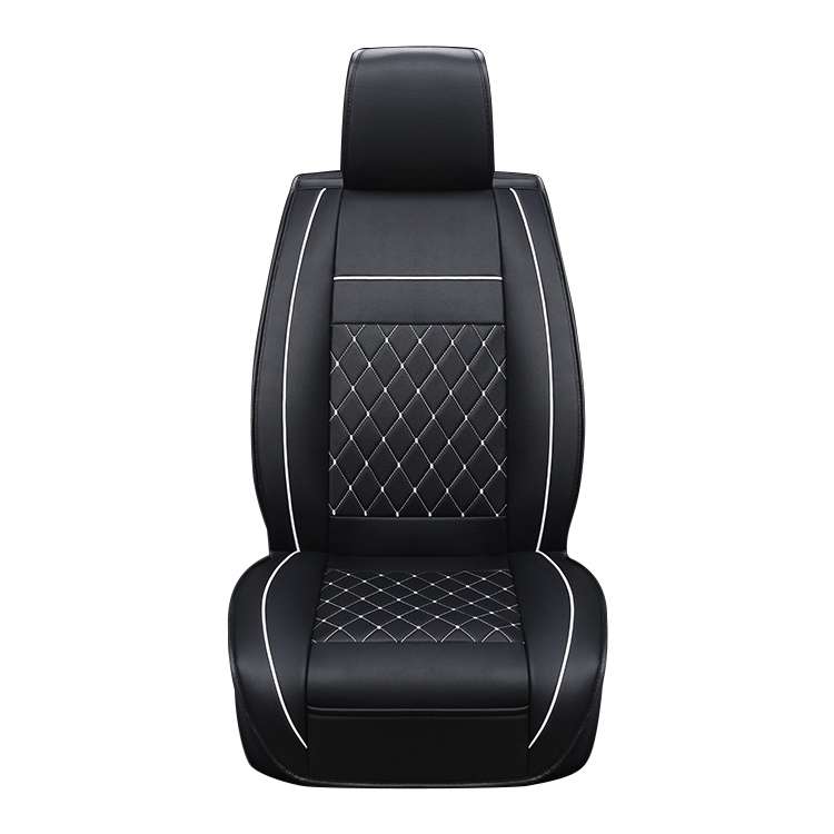 Car Leather Full Coverage Seat Cushion Cover, Luxury Version,Only One Front Seat(Black Red)