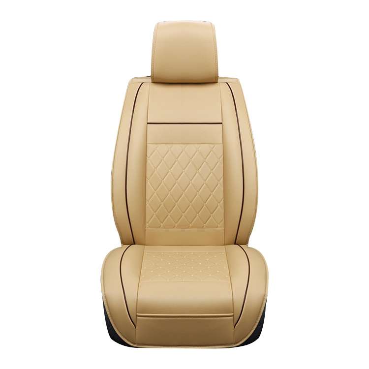 Car Leather Full Coverage Seat Cushion Cover, Luxury Version,Only One Front Seat(Black Red)