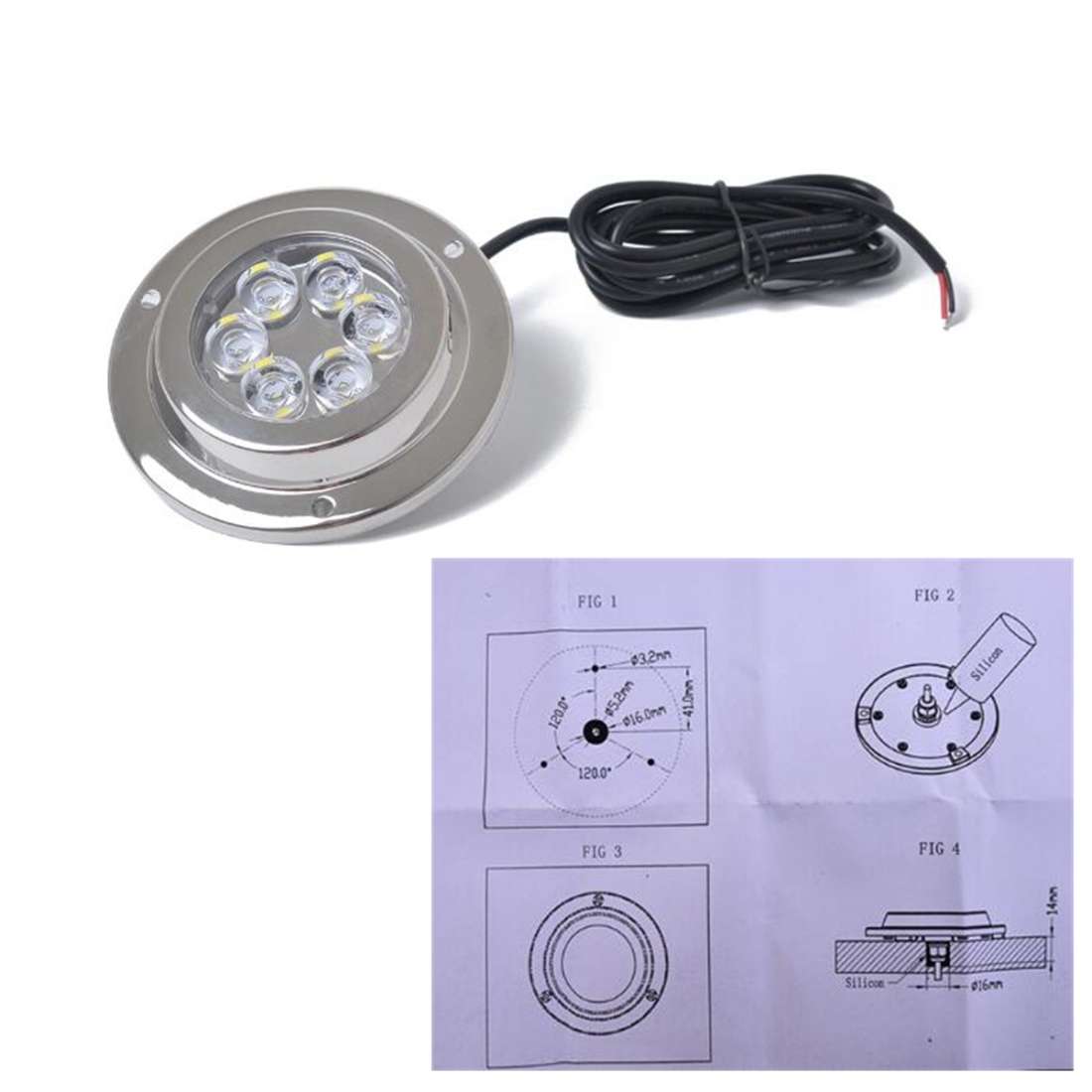 DC 10-30V 12W IP68 316 Stainless 6 LEDs Blue Light Underwater Light Boat High Power Bright for Marin