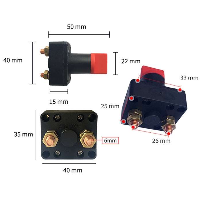 Car Auto RV Marine Boat Battery 3-level Current Distribution Selector Isolator Disconnect Rotary Swi