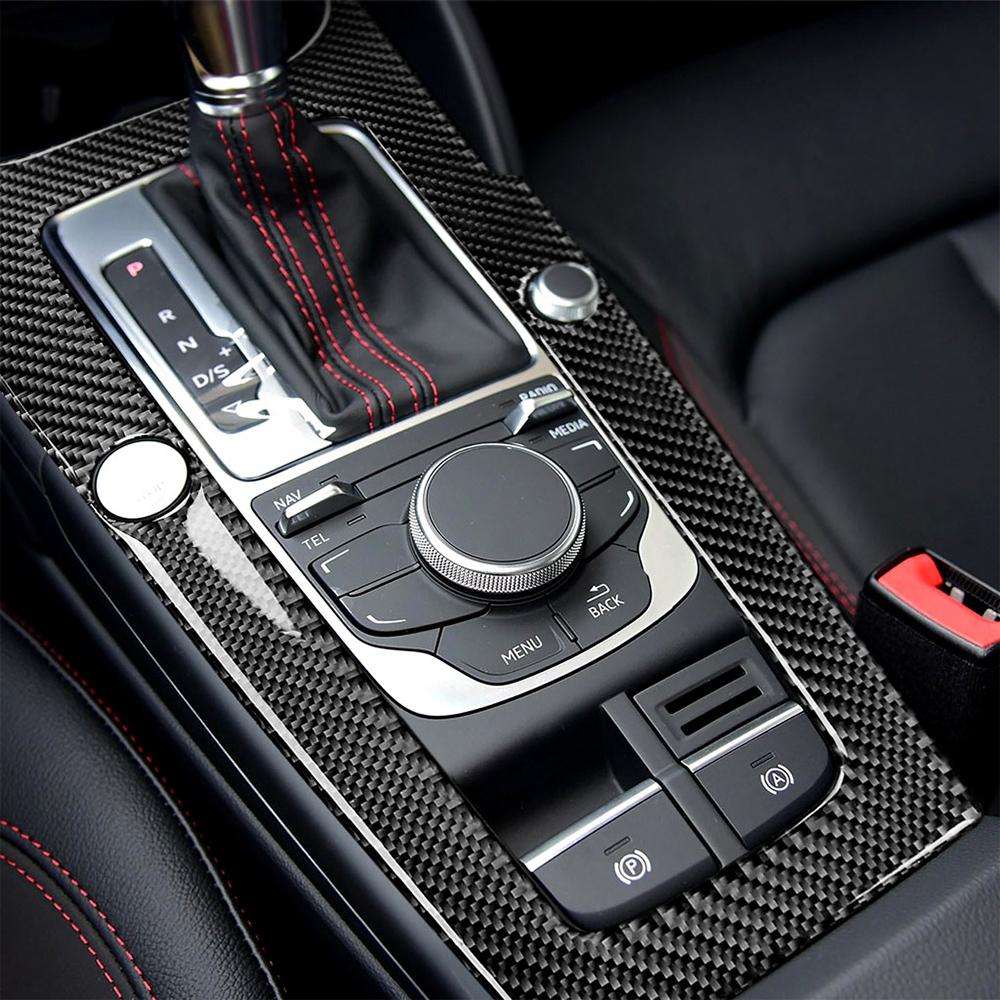 Car Carbon Fiber Gear Position Panel Decorative Sticker for Audi 2014-2017 A3, Left Drive