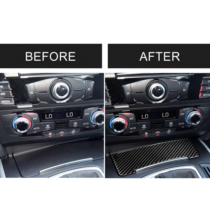 Car Carbon Fiber Storage Cigarette Lighter Panel Decorative Sticker for Audi 2010-2018 Q5 / 2009-...