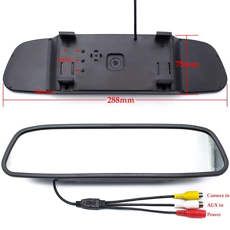 PZ604 170 Degree Car 4.3 inch Rearview Mirror Monitor with Round Camera