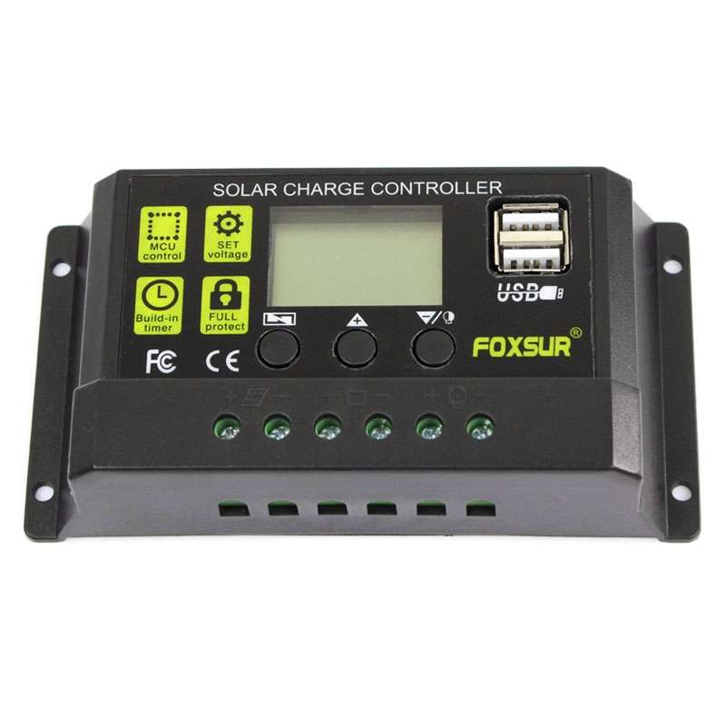 FOXSUR 30A Solar Charge Controller 12V / 24V Automatic Identification Controller