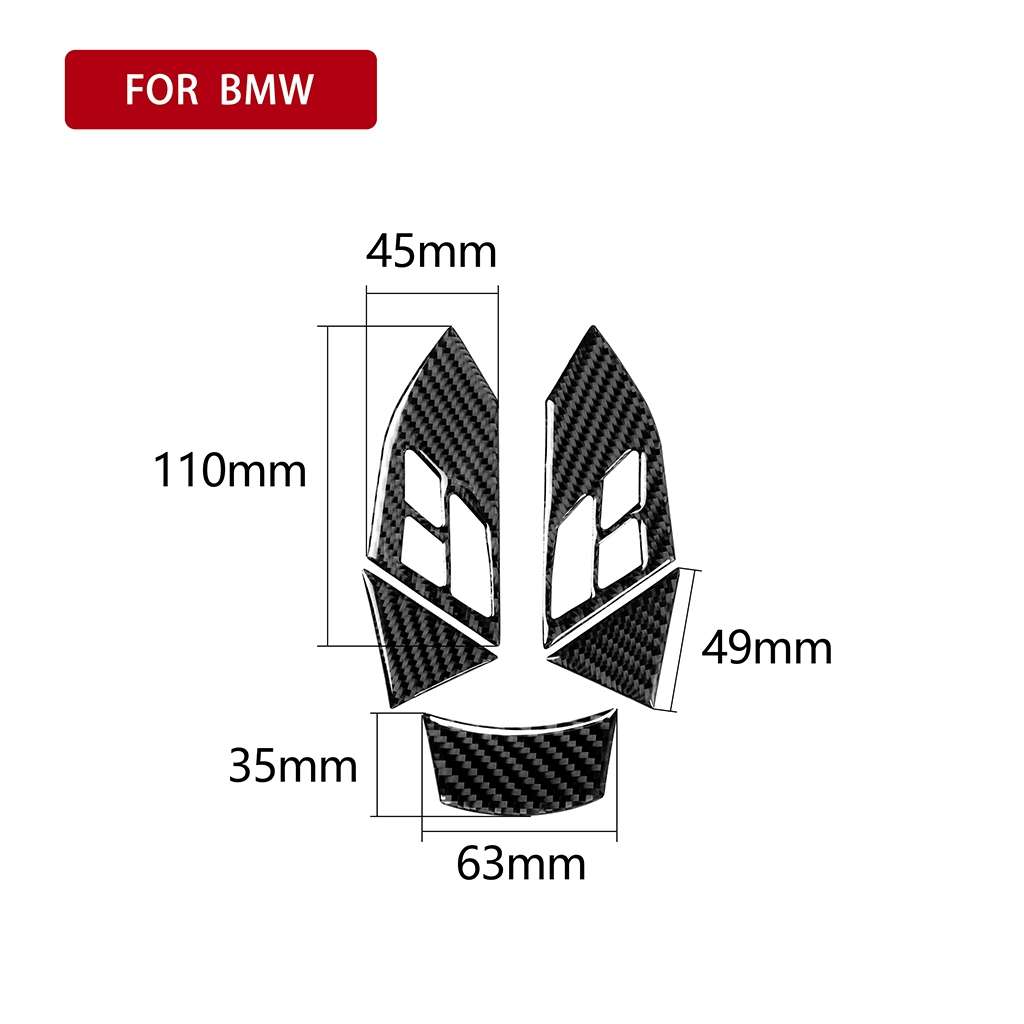 5 in 1 Car Carbon Fiber Solid Color Steering Wheel Button Decorative Sticker for BMW 5 Series E60 20